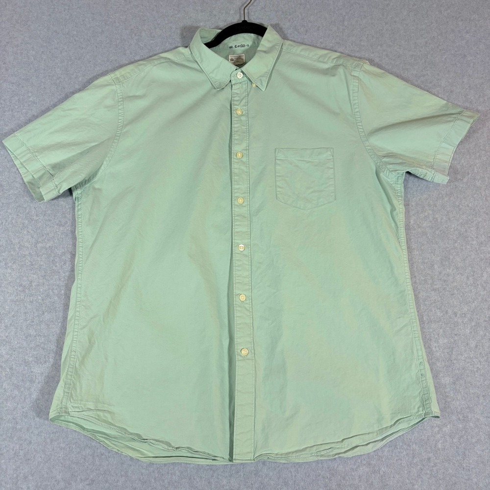 J. Crew Sunwashed Oxford Shirt Mens XL Green Short Sleeve Button Down 69214